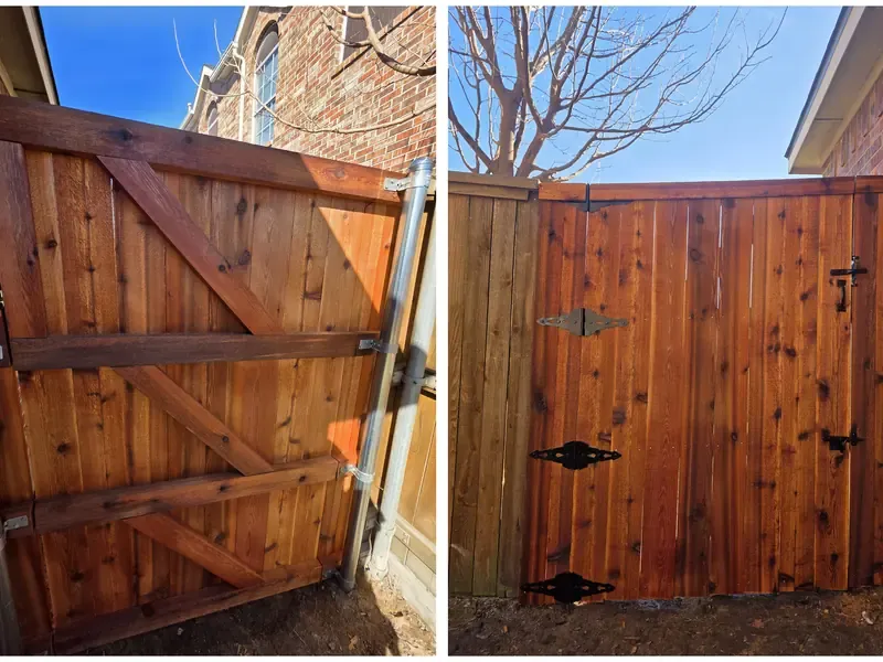 Custom cedar gate builds with steel posts — Dallas, TX | Collin County Handyman Company