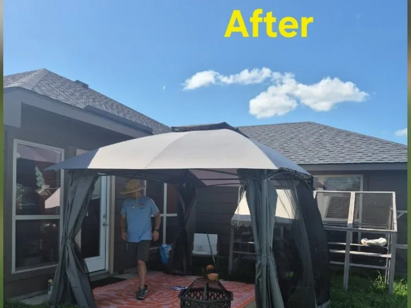 Backyard gazebo assembly before and after — Wylie, TX | Collin County Handyman Company