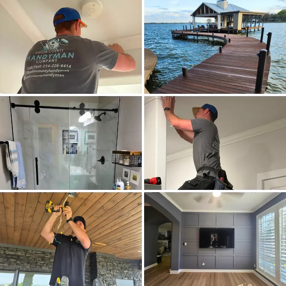 Daniel Cobb, owner of Collin County Handyman Company, performing home repairs in Wylie, TX